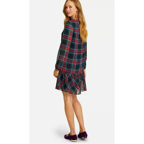 Draper James Dress Womens Small Red Black Green Georgia Plaid Rosanne Shift - Picture 3 of 12